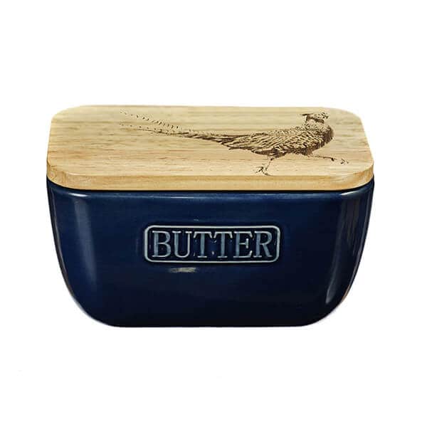 Selbrae House Blue Butter Dish - Pheasant in Dark Blue | Size: 140 cm x 90 cm