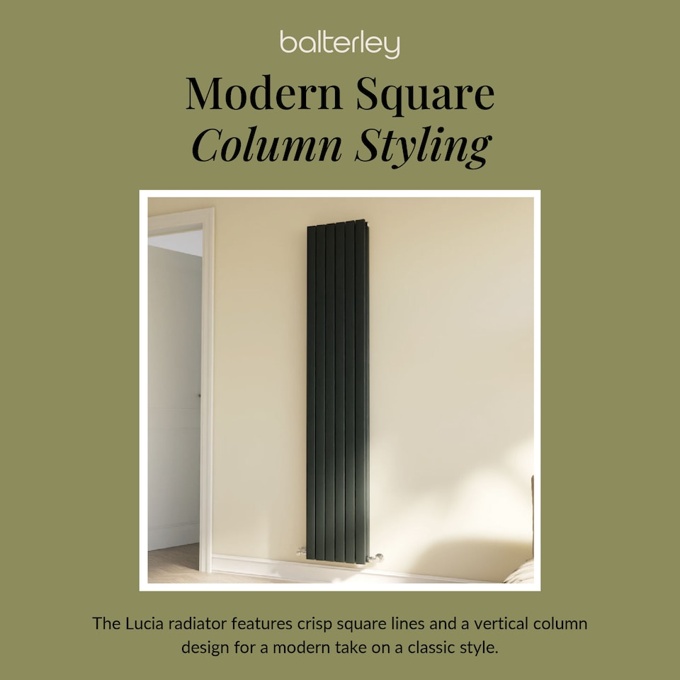 image 1 of Lucia Square Vertical Double Panel Radiator, 1800mm x 354mm Anthracite | Grey | Anthracite | 1