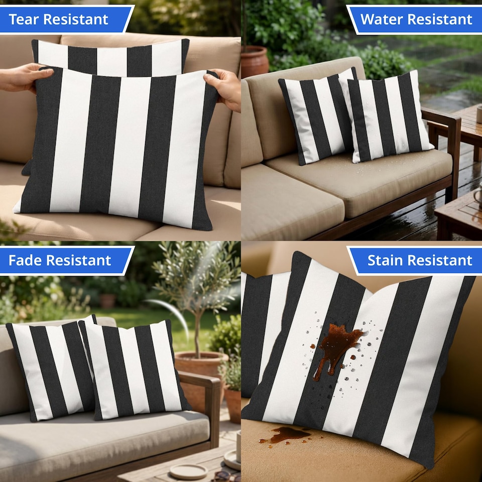 image 1 of Covers&All Sunbrella Throw Pillows Pack Of 2, Square 16 in x 16 in, Cabana Classic