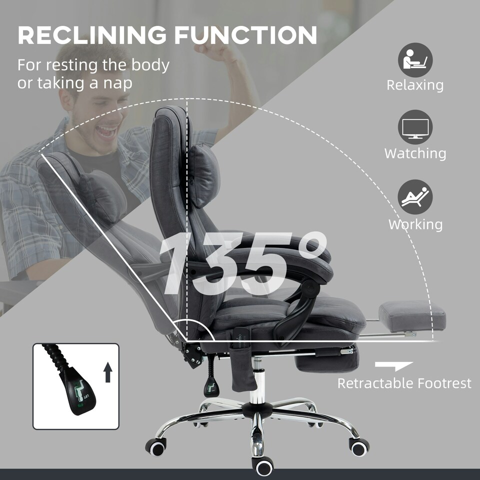 image 1 of Vinsetto High Back Massage Office Chair with Vibration Point Headrest Remote