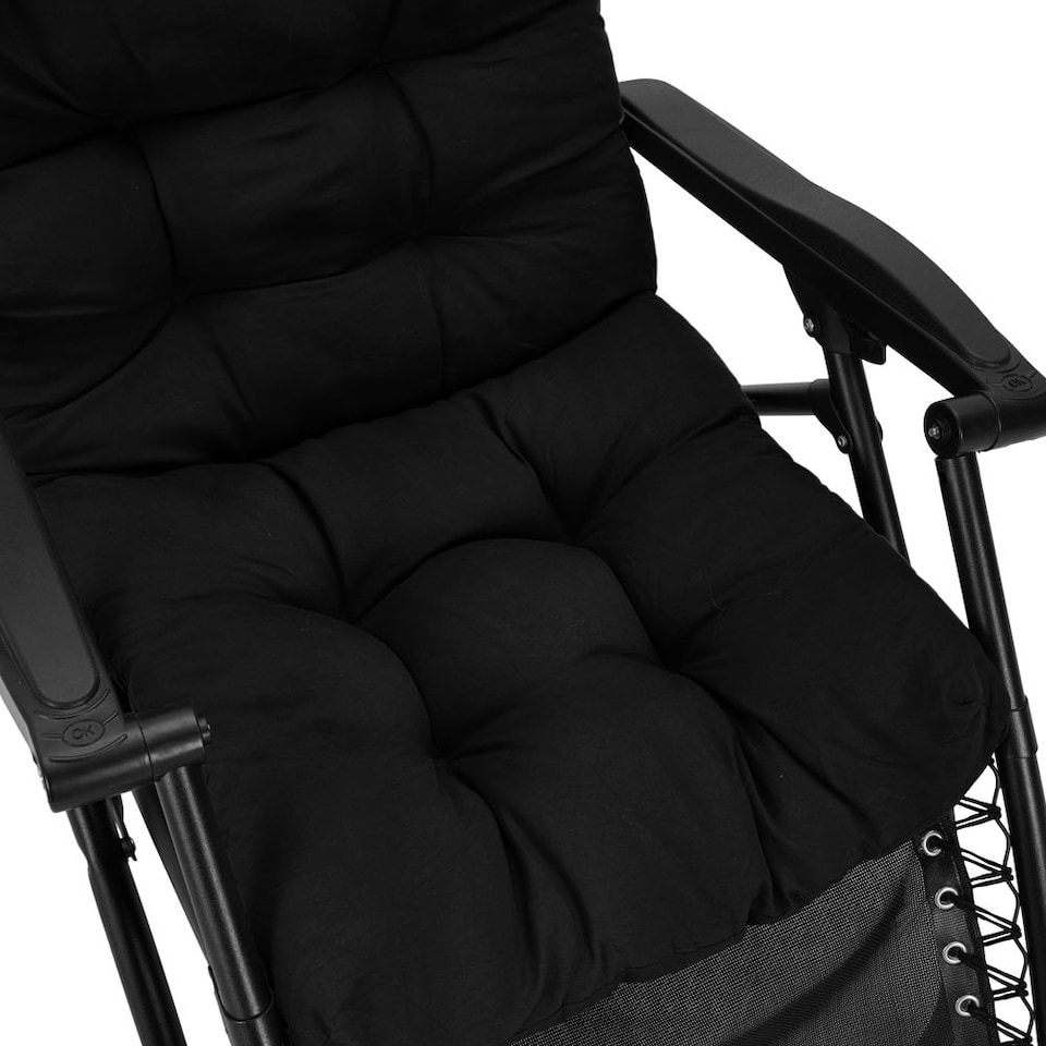 image 1 of Living and Home Adirondack Patio Chair Cushion, 130x55cm, Black