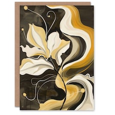 Abstract Yellow Ochre Grey Flower Organic Her Birthday Card