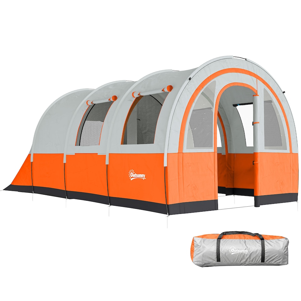image 1 of Outsunny Camping Tent, 3000mm Waterproof Family Tent for 3 Man, Orange
