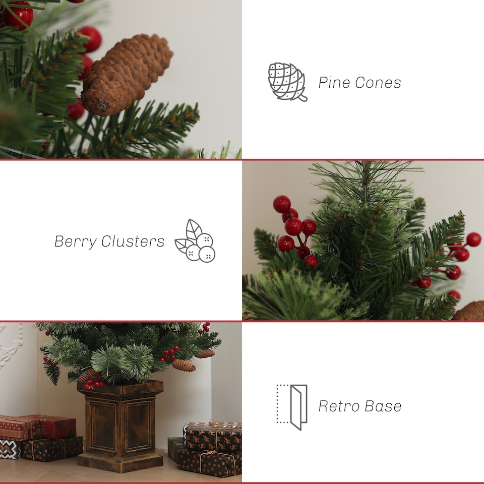 image 1 of HOMCOM 1.2m Prelit Christmas Tree with 100 Warm White LED Lights and 8 Modes