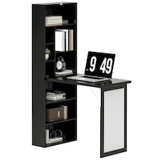 HOMCOM Convertible Desk with Whiteboard Multi-function Workstation, Black