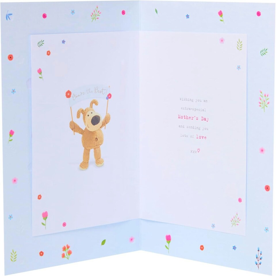 image 1 of Boofle Holding Banner From Son Mother's Day Card