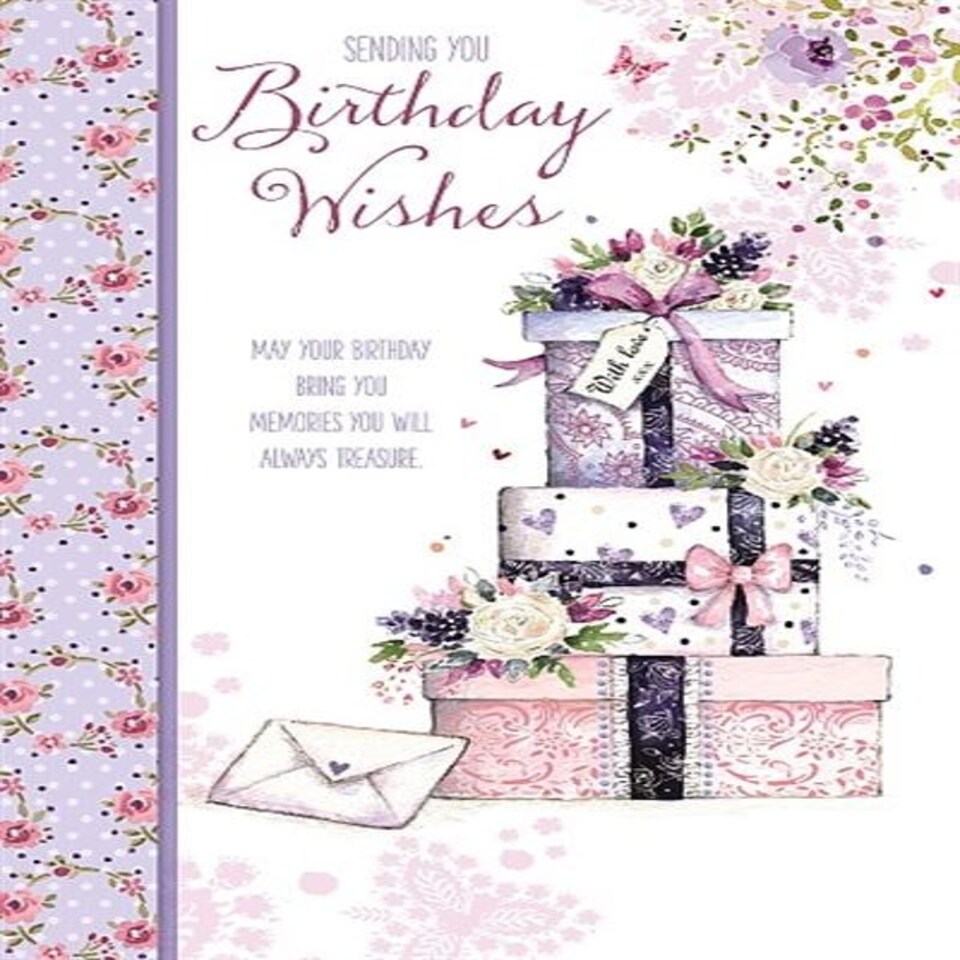 image 1 of Stack of Gifts Birthday Wishes Card