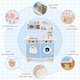 image 9 of COSTWAY Wooden Kids Kitchen Playset Pretend Play Kitchen With  Coffee Maker-Blue