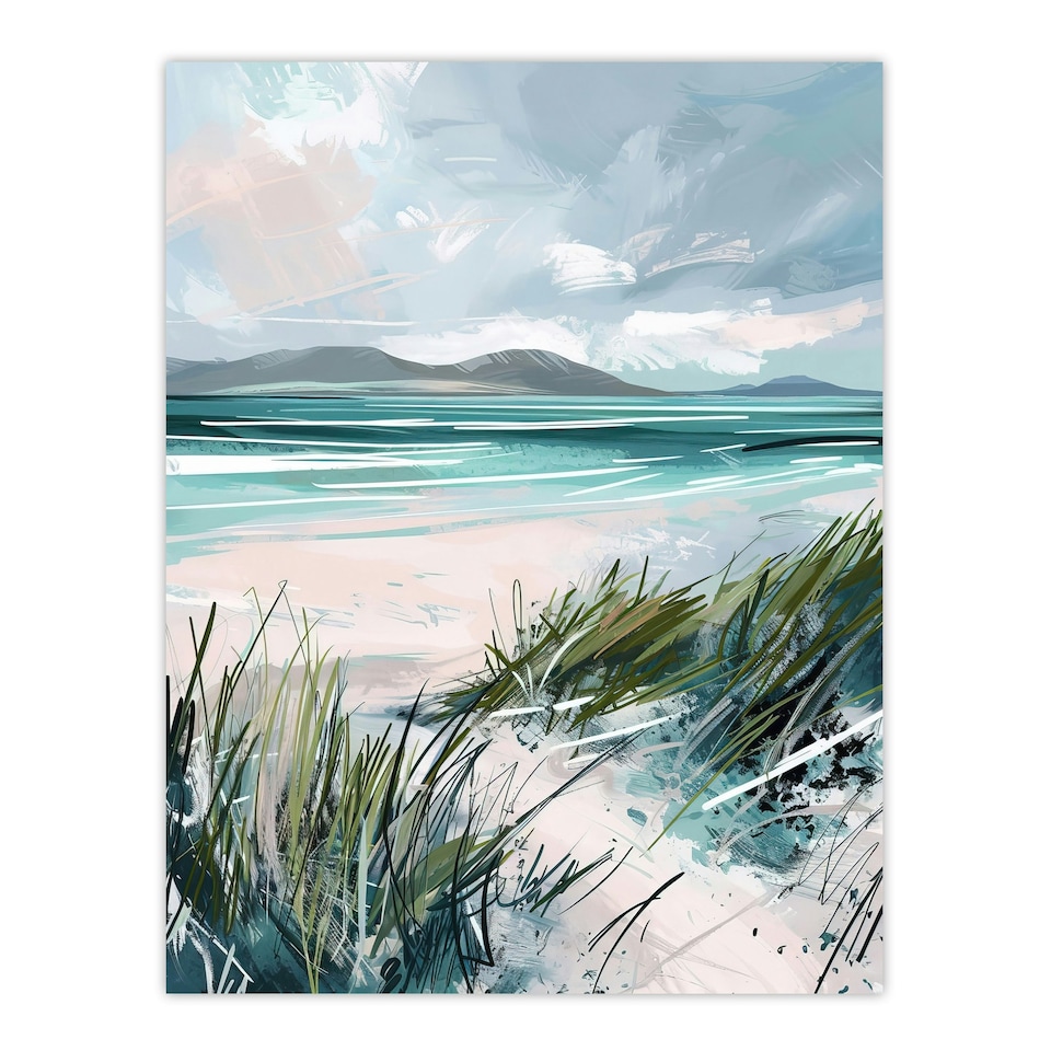 image 1 of Path Luskentyre Beach Isle Harris Scotland Black Framed Wall Art Print A4