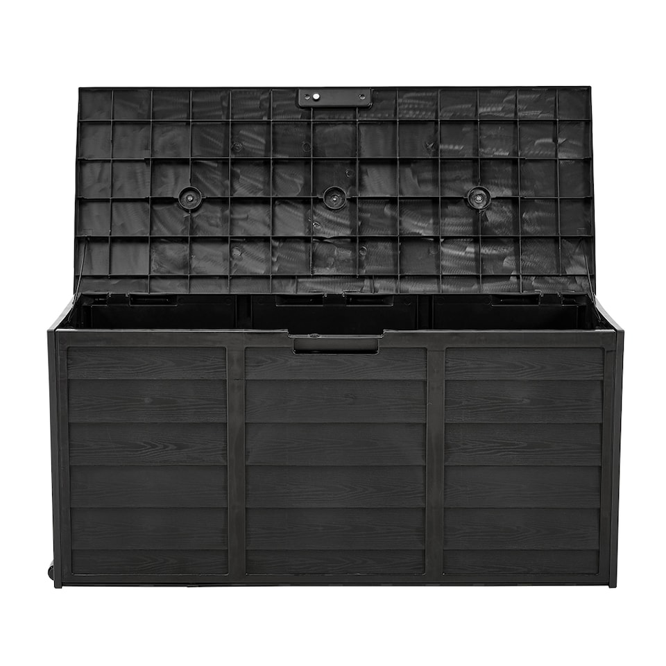 image 1 of Living and Home 290L Outdoor Plastic Garden Storage Box with Wheels, Black | Black | 290L | 1