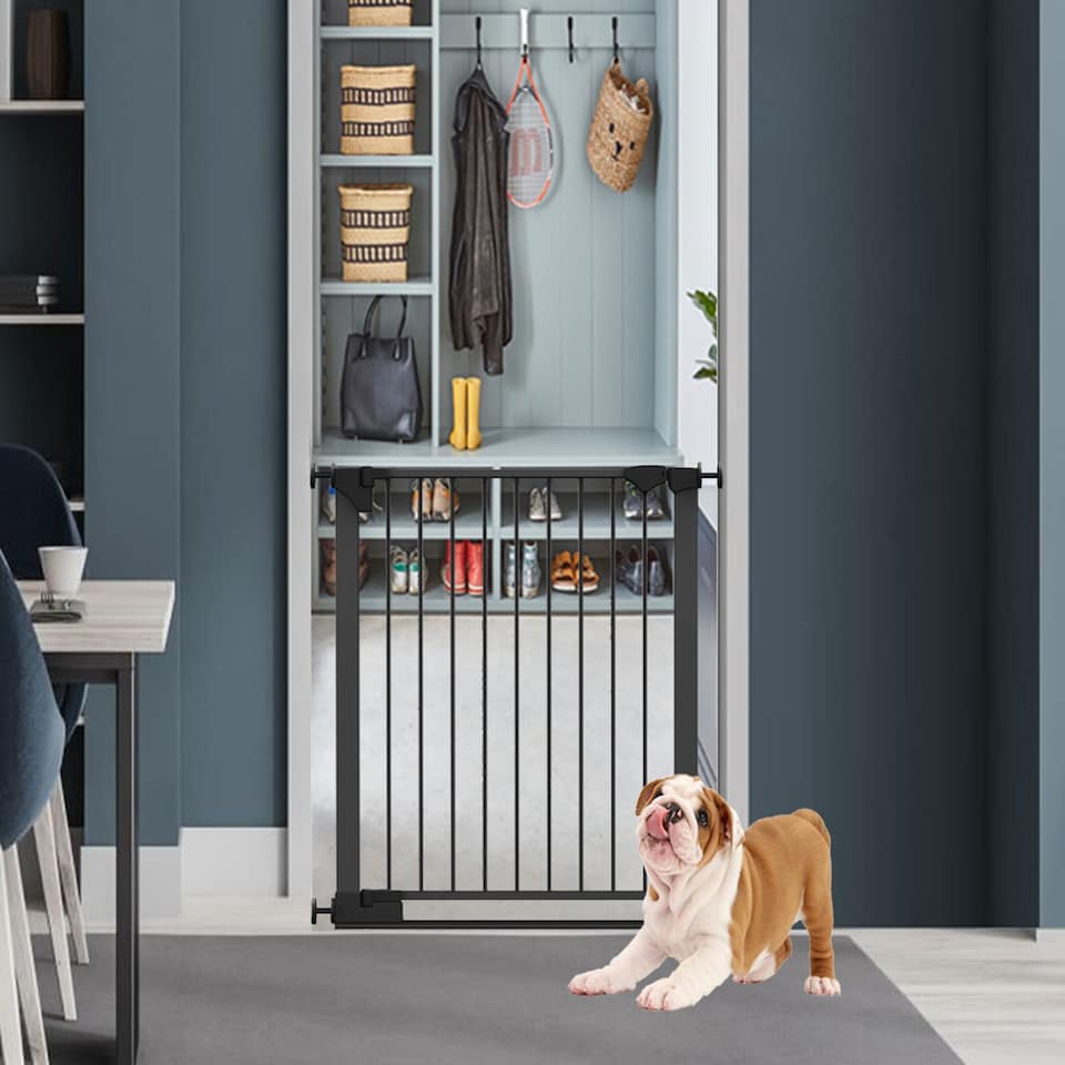 image 1 of Bettacare SafeStep Dog Gate, Black, 96cm - 103cm, Extra Low Walkthough, 81cm Extra Wide Doorway, One Piece Extra Wide Pet Gate