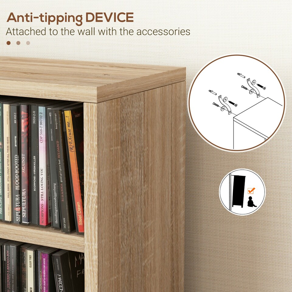 image 1 of HOMCOM Set of 2 CD Storage Units with Adjustable Shelves Natural