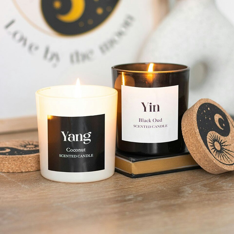 image 1 of Set of 2 Yin Yang Black Oud and Coconut Candles White