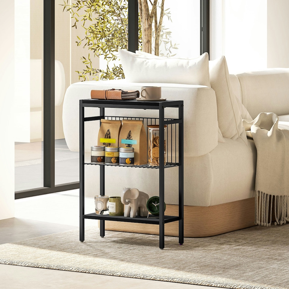 image 1 of HOMCOM Side Table with Storage, Small Table for Living Room, Bedroom Black