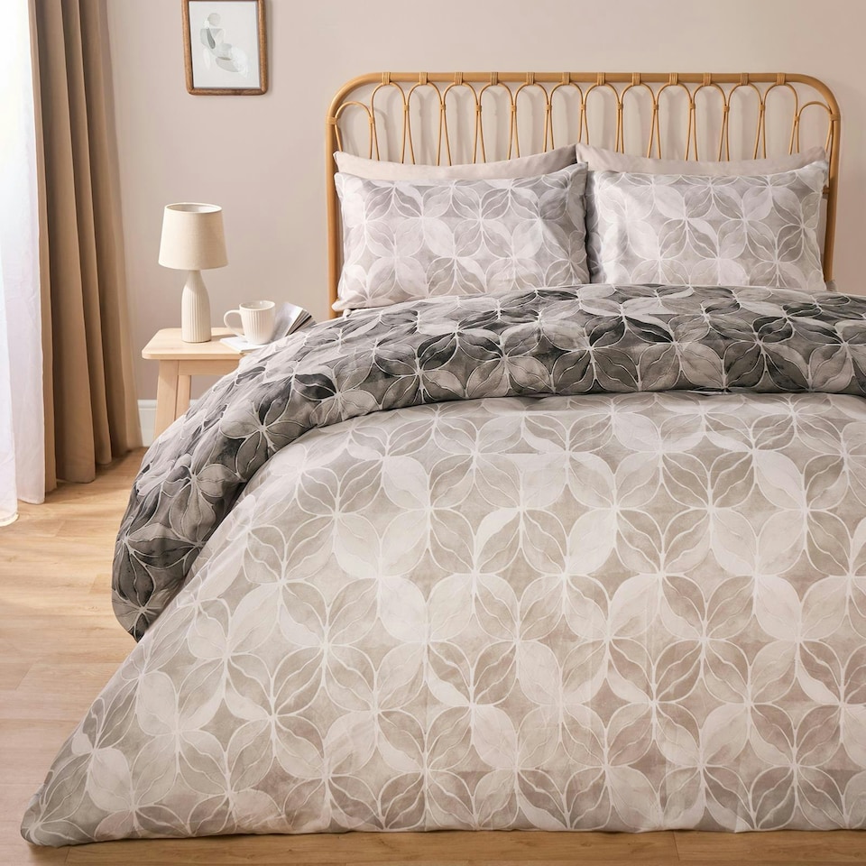 image 1 of OHS Watercolour Geo Abstract Duvet Cover and Pillowcase Set, Double - Charcoal Grey | Charcoal Grey | Double