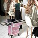 image 2 of Yaheetech Aluminum Makeup Train Case with Slide-Out Drawer Black Pink | Glitter Pink