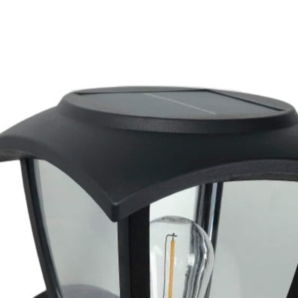 image 1 of CGC LARA Black Solar Outdoor Wall Lantern Traditional Filament Warm White LED IP44 | Black | Black | Height: 23 cm, Depth: 19.5 cm, Width: 16.6 cm