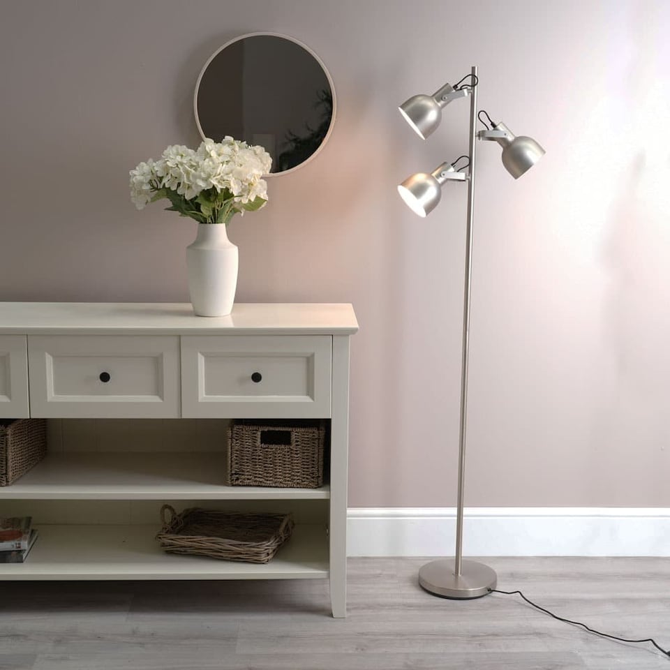 image 1 of ValueLights Albie Chrome 3 Way Adjustable Directional Floor Lamp