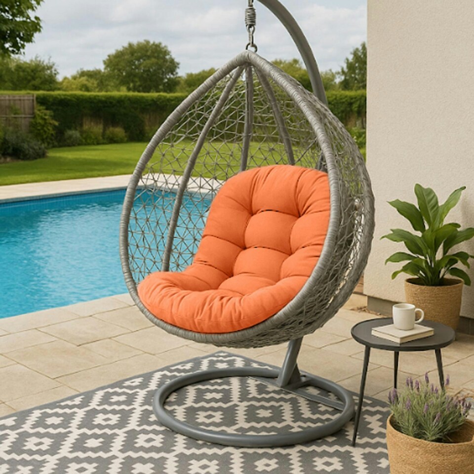 image 1 of Homescapes Burnt Orange Round Egg Chair Swing Cushion