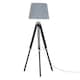 image 4 of ValueLights Clipper Black Tripod Floor Lamp Grey Taper Shade