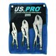 image 1 of Locking Pliers Grip Wrench Plier Mole Grips with Ribbed handles 3pc Set