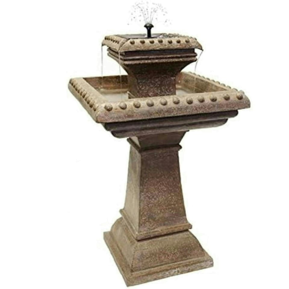 image 1 of Primrose Pizzaro Solar Powered Tiered Garden Water Feature Fountain 80cm