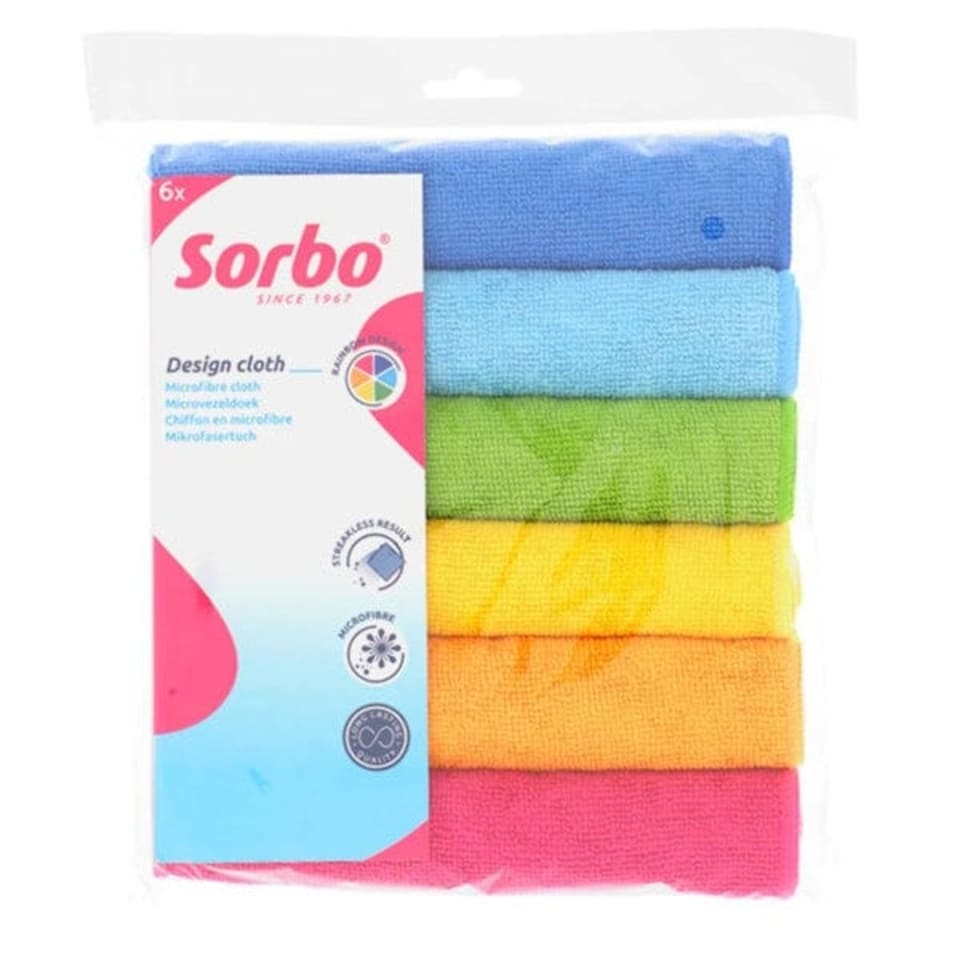 image 1 of Sorbo Rainbow Microfibre Cloths 6 Pack