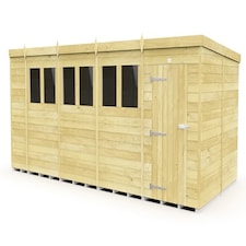 19 x 8 Feet Pent Shed - Single Door With Windows - Wood - L231 x W560 x H201 cm | Brown