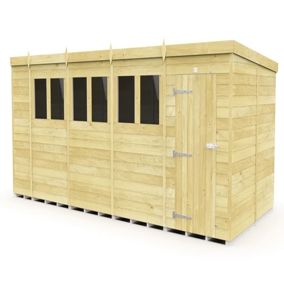 image 1 of 19 x 8 Feet Pent Shed - Single Door With Windows - Wood - L231 x W560 x H201 cm | Brown