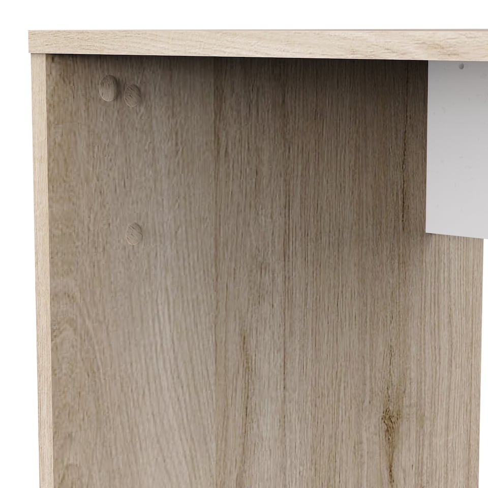 image 1 of FURNICOMP Echo Corner Office Desk with Bookcase - Matt White & Oak