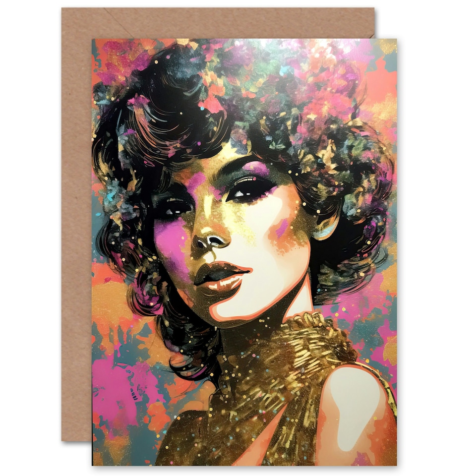 image 1 of Gold Glitter Glam Fashion Young Woman Wife Birthday Card