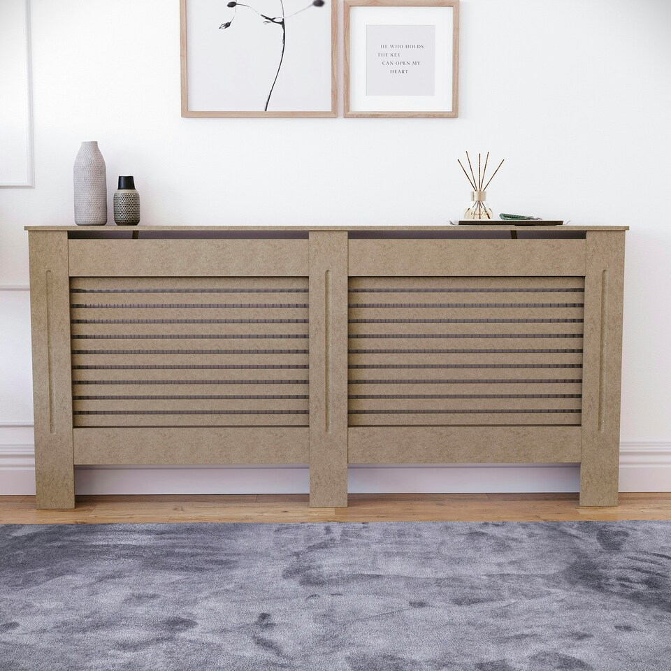 image 1 of Vida Designs Milton Radiator Cover MDF Slatted Cabinet, Unfinished, 172cm