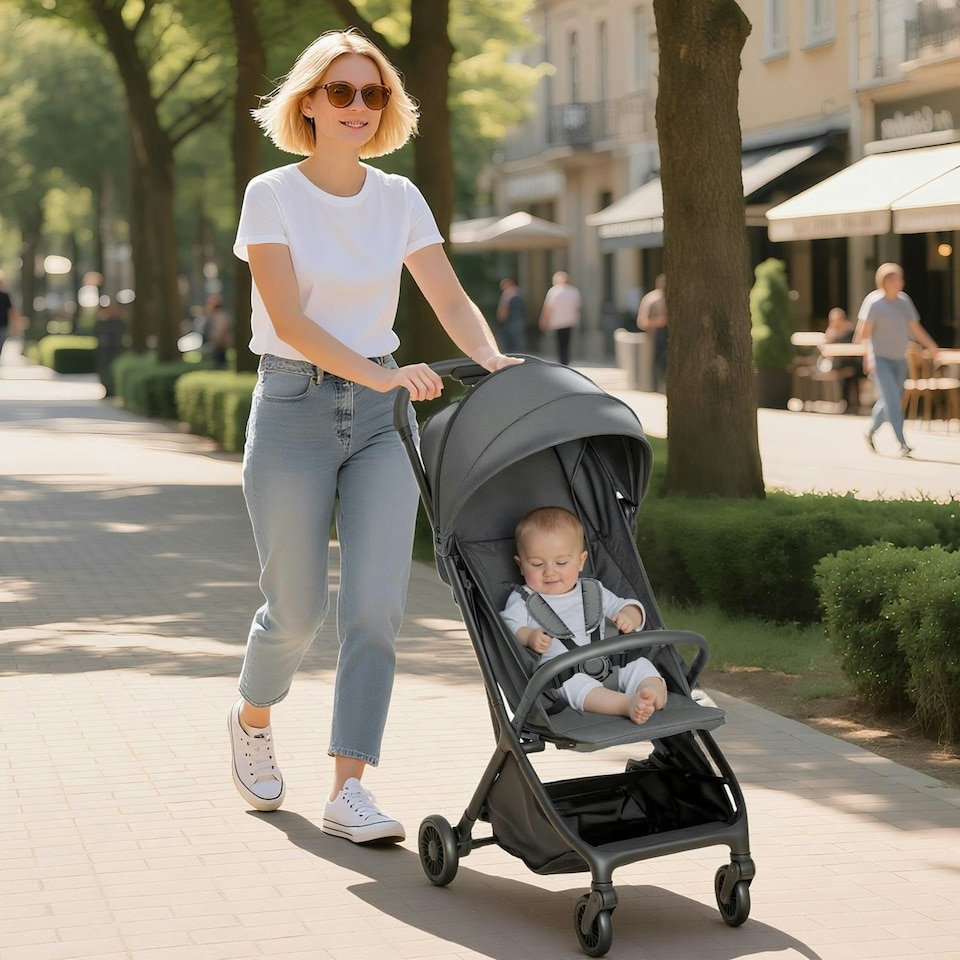 image 1 of AIYAPLAY Baby Stroller with Adjustable Seat, Travel Pushchair, Dark Grey Grey | Dark Grey