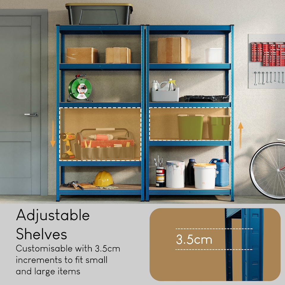 image 1 of Home Vida 5 Tier Garage Shelves Heavy Duty Shelves Boltless Shelving Storage Units - Holds Upto 875kg Per Bay - Blue - 3 Bays