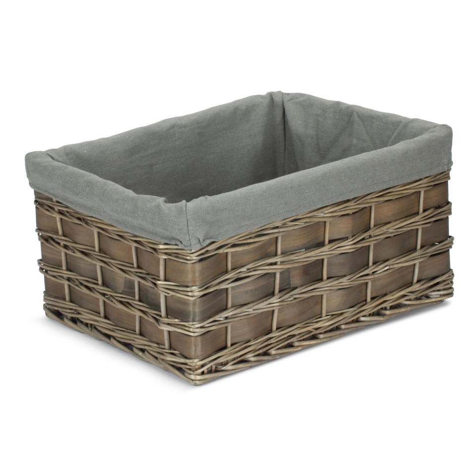 image 1 of Set of 4 Grey Scandi Storage Basket With Grey Lining | Grey | Grey | Not provided