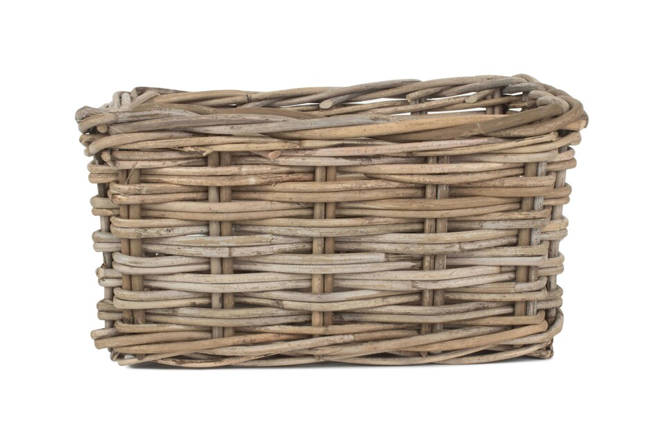 image 1 of Large Rectangular Grey Rattan Storage Basket | Grey | Grey