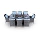 image 2 of Savannah Fire Pit 8 Seater Rectangle Rattan Dining Set | Grey | Grey