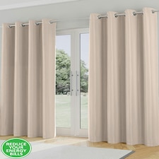 Supersoft Beige Curtains 46 x 72 inch (117 x 183 cm) Room Darkening Eyelet Thermal Noise Reducing Curtains for Bedroom and Living Room