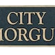 image 2 of City Morgue Cast Iron Sign Plaque Door Wall House Gate Mortuary Funeral Home