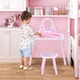 image 2 of HOMCOM Kids Dressing Table Girls Pink Wooden Kids Dressing Table & Stool Make Up Desk Chair Toys Fairy Dresser Play Set w Mirror