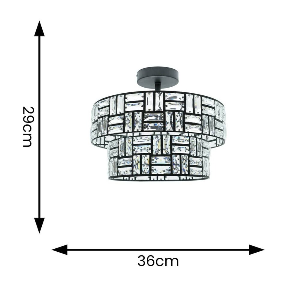 image 1 of ValueLights Elise Acrylic Black 2 Tier Lamp Shade & Bulbs | Black