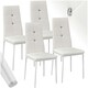 image 1 of Dining Chair Set - high backrest, slim steel legs & rhinestone highlights - Set of 4 White
