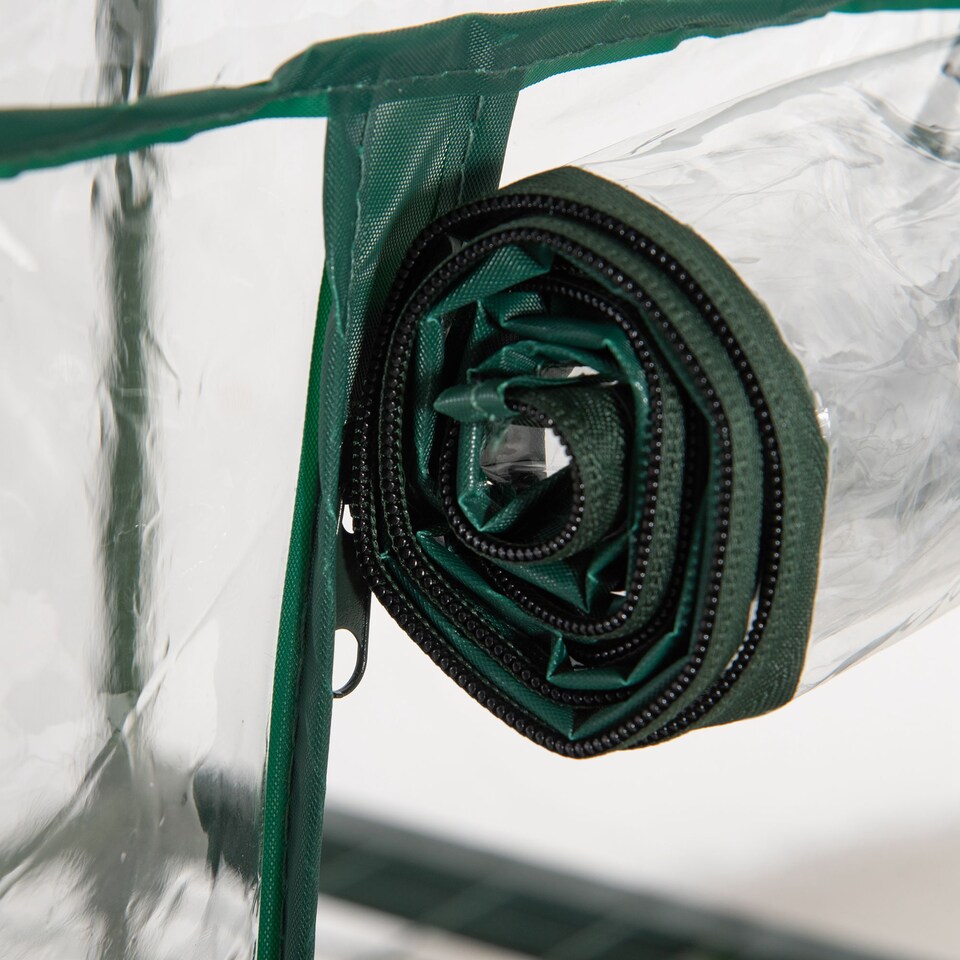 image 1 of Outsunny 3 Tier Mini Greenhouse Grow House w Roll Up Door, Clear