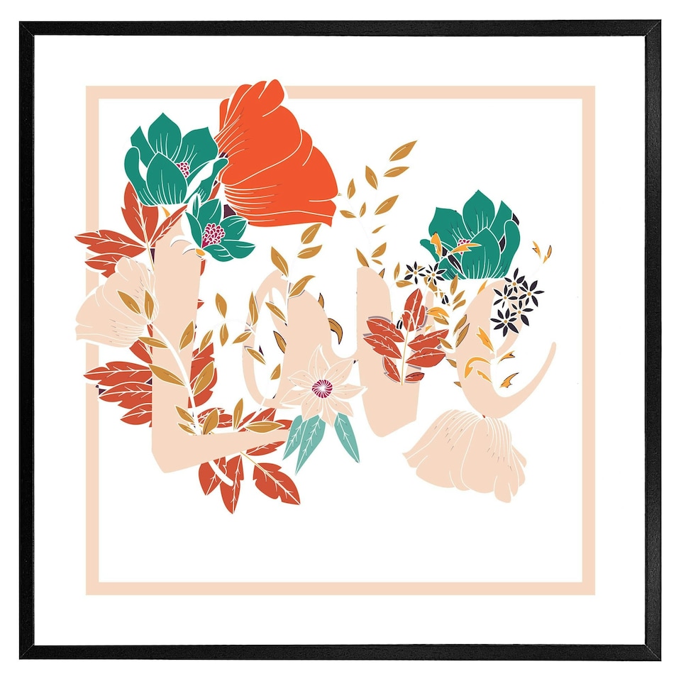 image 1 of Love & flowers (Picture Frame) Grey | XS