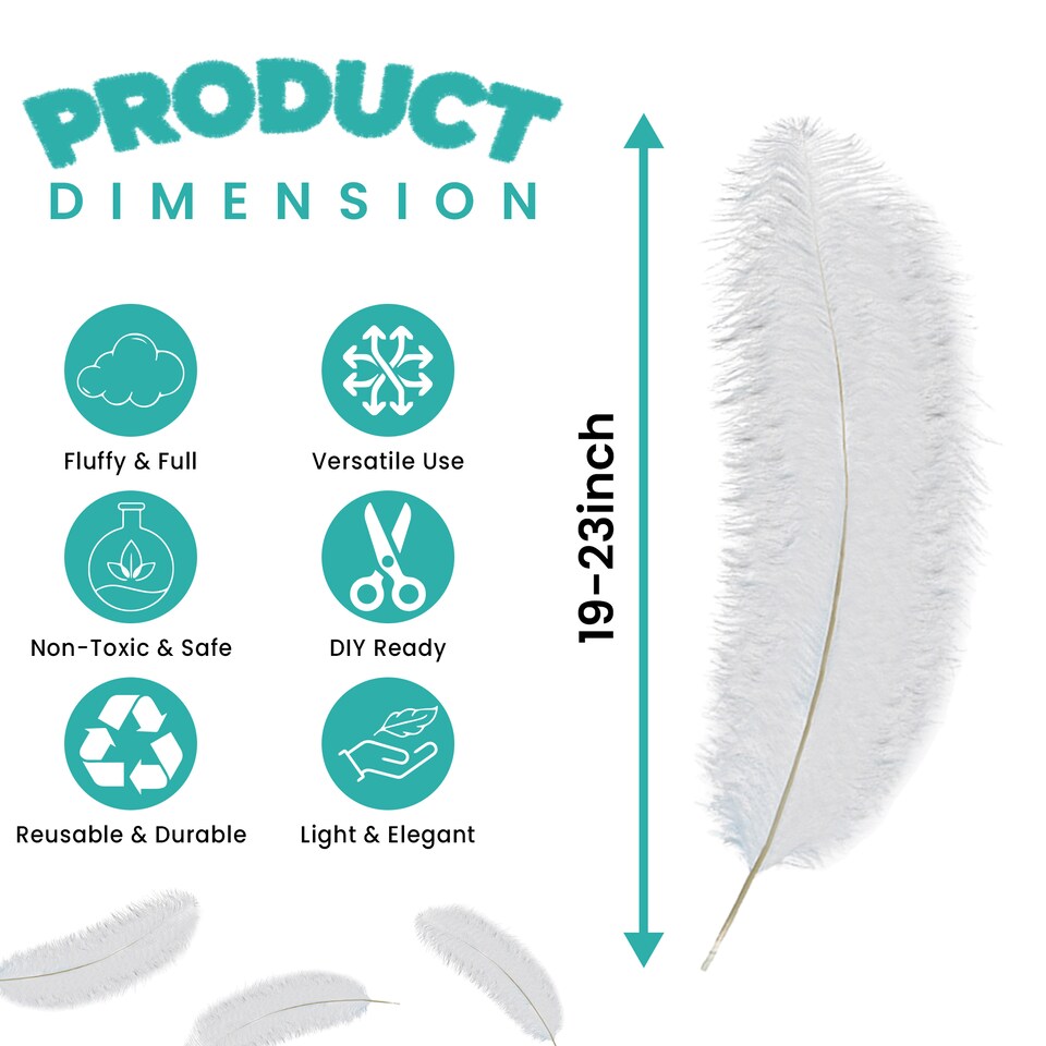 image 1 of 50cm - 60cm Large Ostrich Feathers, Showgirl Spadones - 5pcs