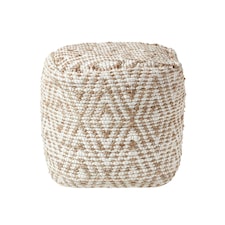 Homescapes Sierra Natural Diamond Pattern Jute Square Bean Filled Pouffe - 40 cm
