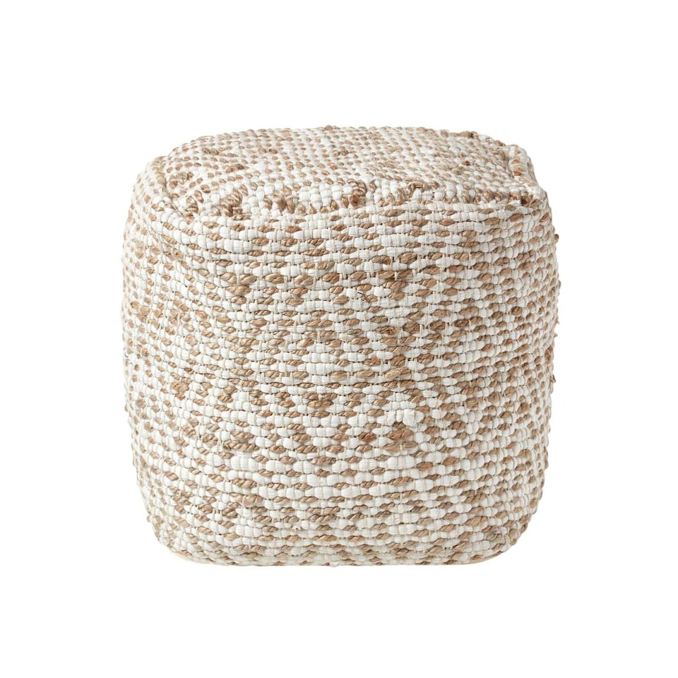 image 1 of Homescapes Sierra Natural Diamond Pattern Jute Square Bean Filled Pouffe - 40 cm