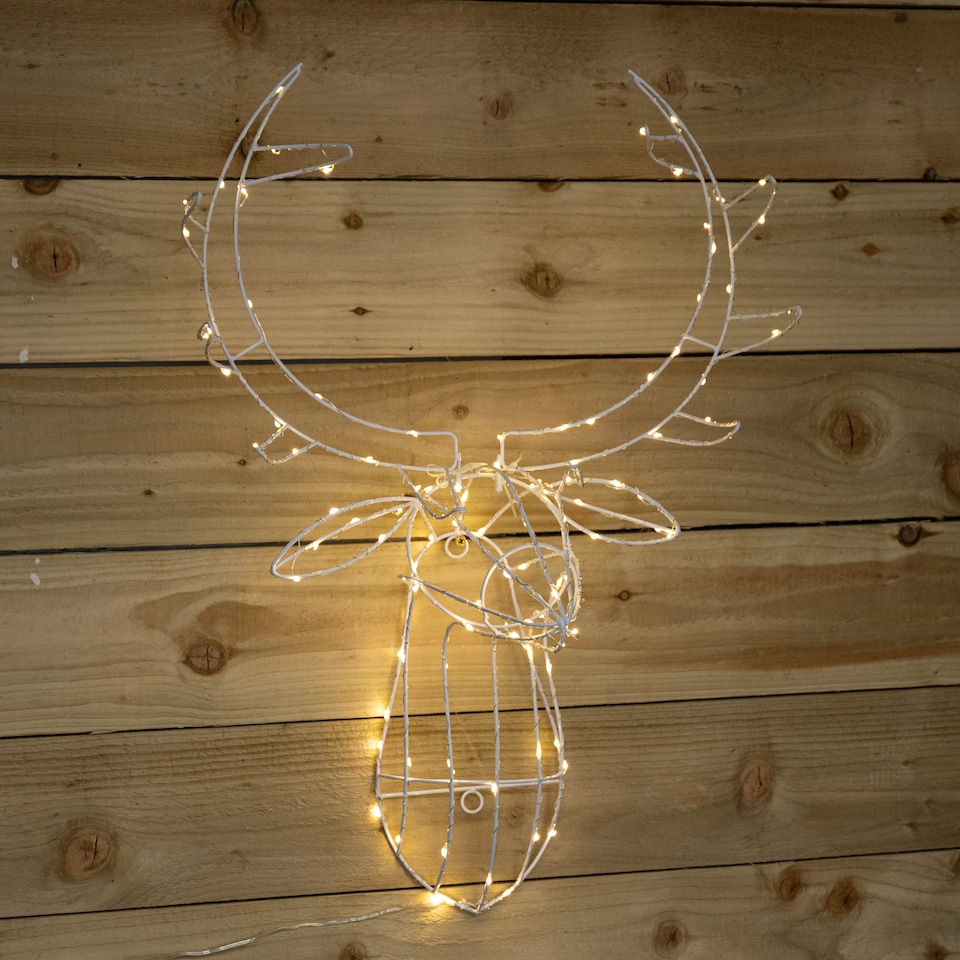 image 1 of 70cm Festive Christmas Indoor Outdoor Twinkling LED Reindeer Head in Warm White