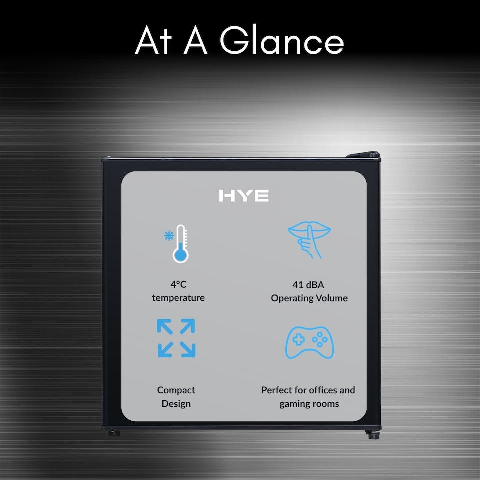 image 1 of HYE Mini Fridge 46 Litre Table Top Quiet Drinks Fridge - Black RF01MBF46B23