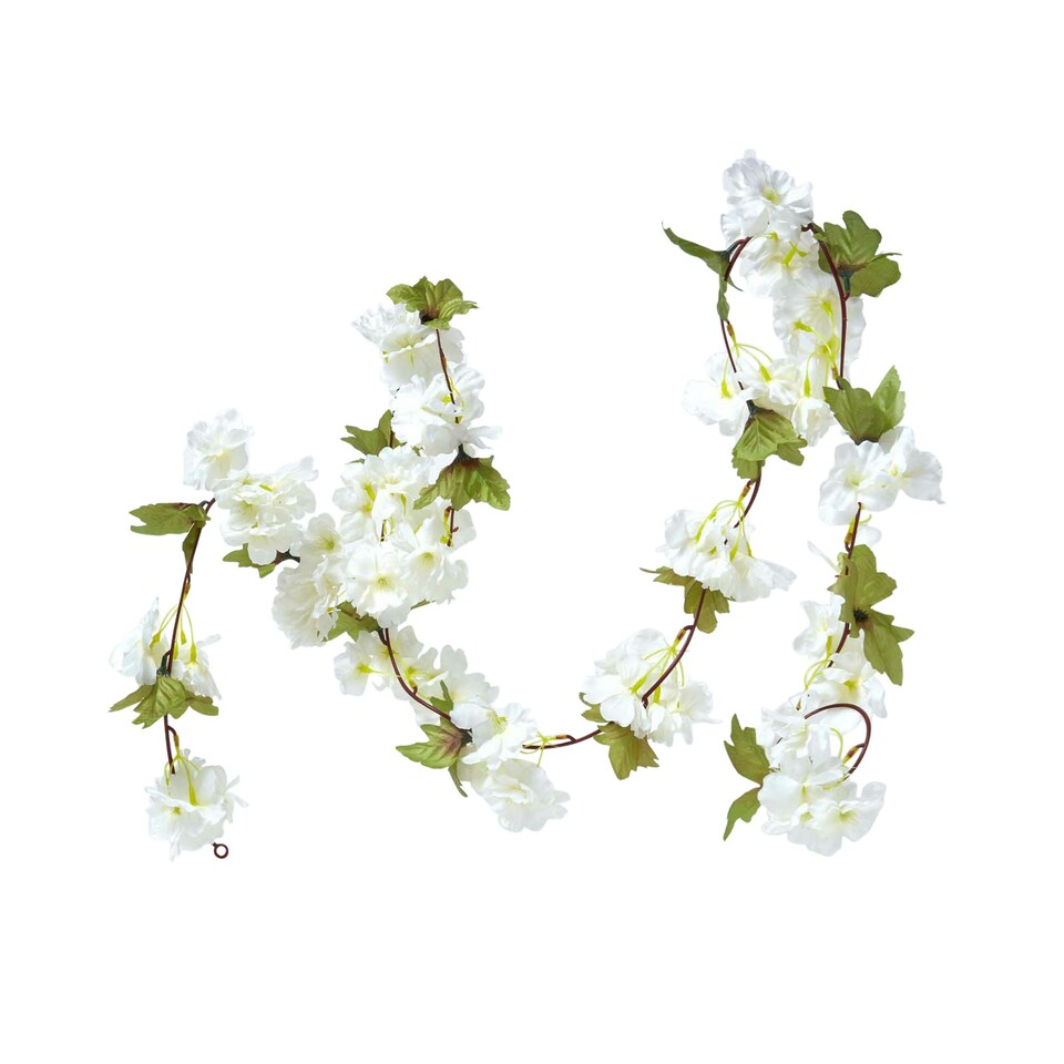 image 1 of Homescapes Set of 3 Cream, Cerise and Pink Artificial Blossom Flower Garlands, 5 Ft